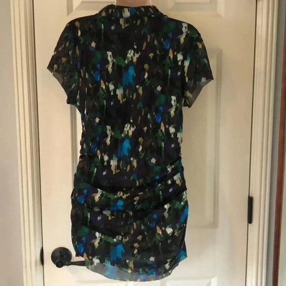 kennith Cole black floral long scoop neck short sleeve shirt size large - Picture 5 of 10